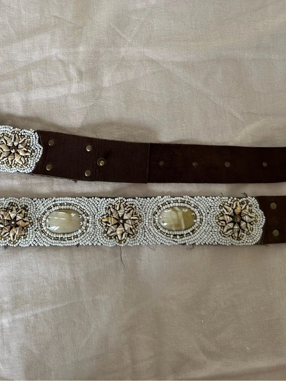 Calypso St. Barth Ivory Beaded Shell-Embellished Waist Belt